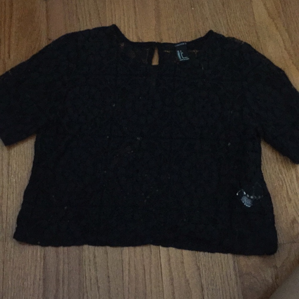 Girls Forever 21 Black Lace Shirt